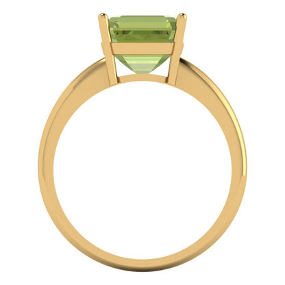 2.5 cttw Natural Peridot Solitaire  Engagement Ring - Solid Yellow Gold (VVS1, Asscher Cut,8.0mm)