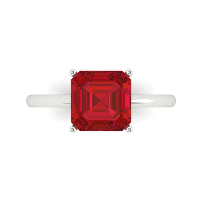 2.5 cttw Simulated Pink Tourmaline Solitaire  Engagement Ring - Solid White Gold (VVS1, Asscher Cut,8.0mm)