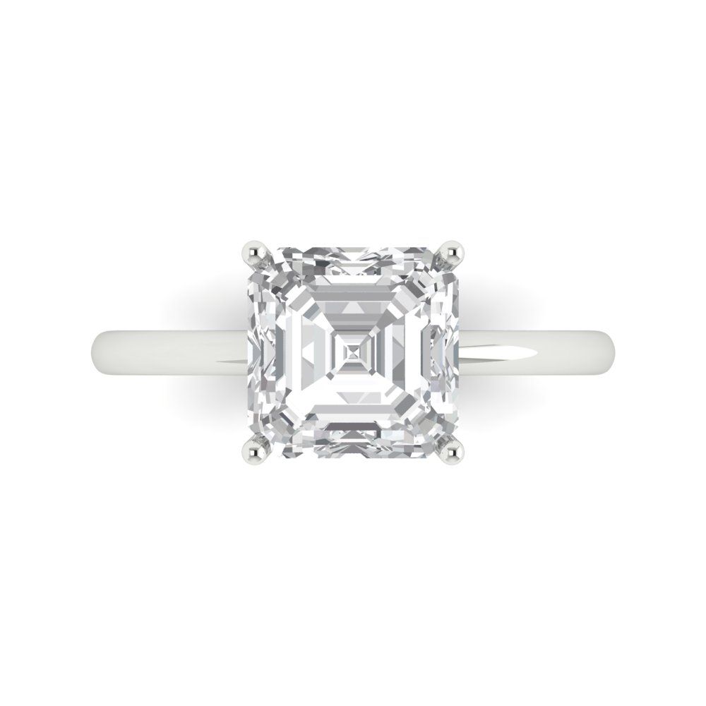2.5 cttw Moissanite Solitaire  Engagement Ring - Solid White Gold (VVS1, Asscher Cut,8.0mm)