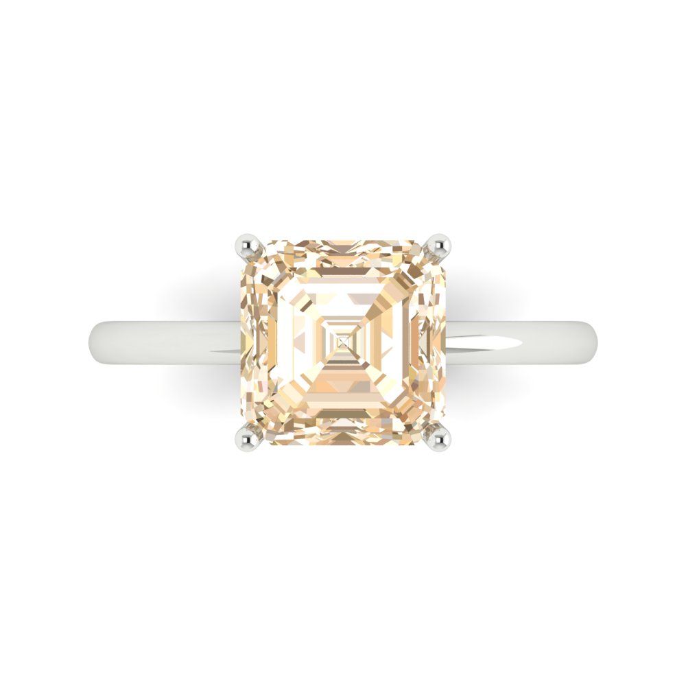 2.5 cttw Natural Morganite Solitaire  Engagement Ring - Solid White Gold (VVS1, Asscher Cut,8.0mm)