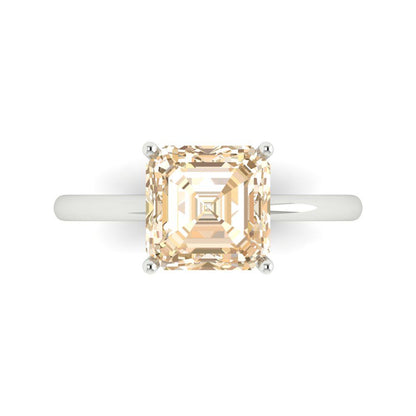 2.5 cttw Natural Morganite Solitaire  Engagement Ring - Solid White Gold (VVS1, Asscher Cut,8.0mm)