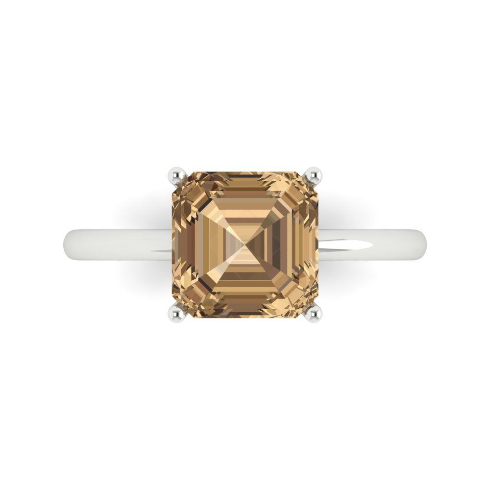 2.5 cttw Zirconia Simulated Champagne Diamond Solitaire  Engagement Ring - Solid Gold (VVS1, Asscher Cut,8.0mm)