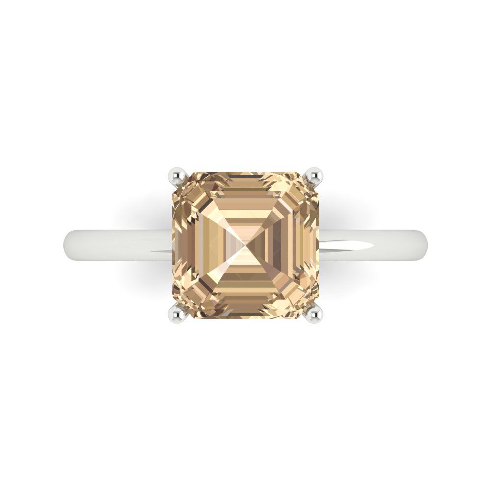 2.5 cttw Yellow Moissanite Solitaire  Engagement Ring - Solid White Gold (VVS1, Asscher Cut,8.0mm)
