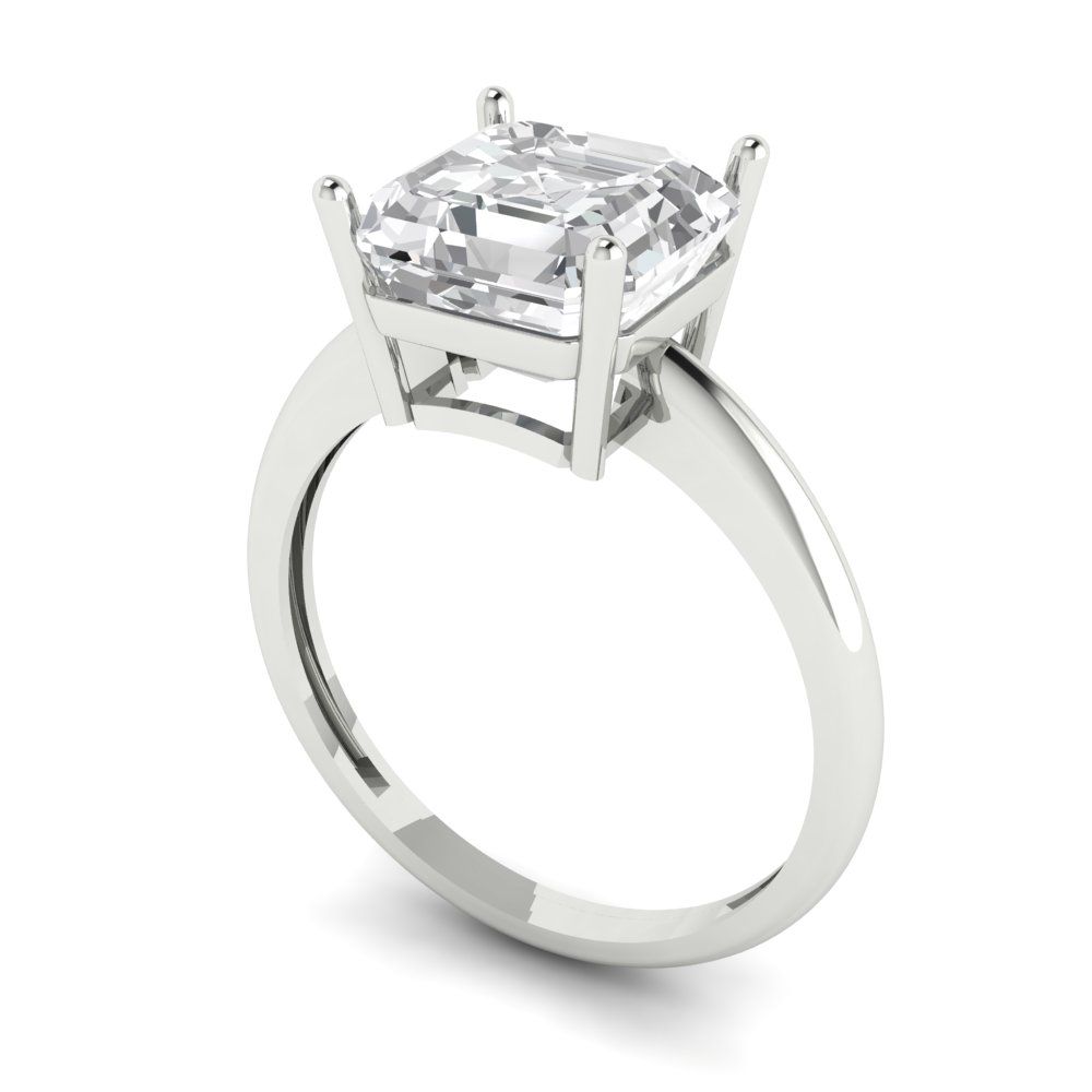 2.5 cttw Moissanite Solitaire  Engagement Ring - Solid White Gold (VVS1, Asscher Cut,8.0mm)
