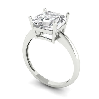 2.5 cttw Moissanite Solitaire  Engagement Ring - Solid White Gold (VVS1, Asscher Cut,8.0mm)