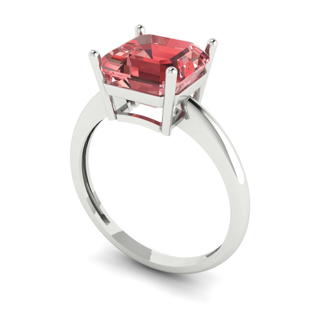 2.5 cttw Natural Garnet Solitaire  Engagement Ring - Solid Gold (Asscher Cut,8.0mm)