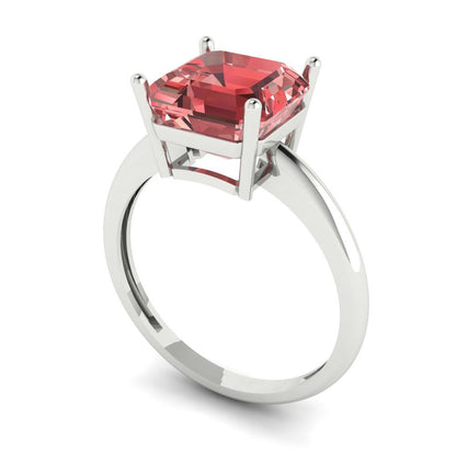 2.5 cttw Natural Garnet Solitaire  Engagement Ring - Solid Gold (Asscher Cut,8.0mm)