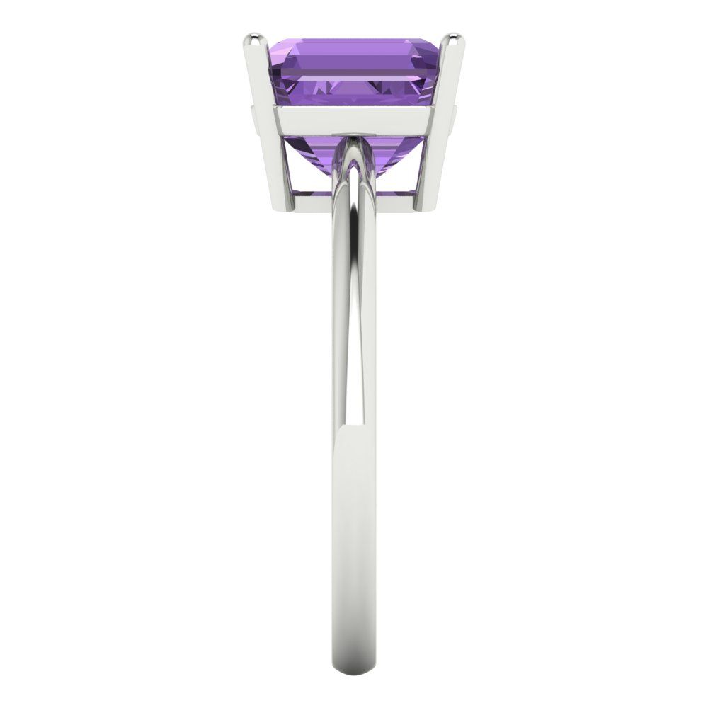 2.5 cttw Simulated Alexandrite Solitaire  Engagement Ring - Solid White Gold (VVS1, Asscher Cut,8.0mm)