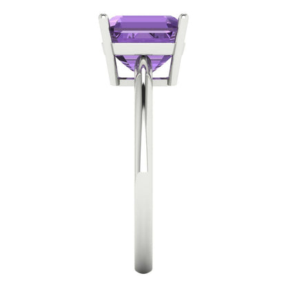 2.5 cttw Simulated Alexandrite Solitaire  Engagement Ring - Solid White Gold (VVS1, Asscher Cut,8.0mm)