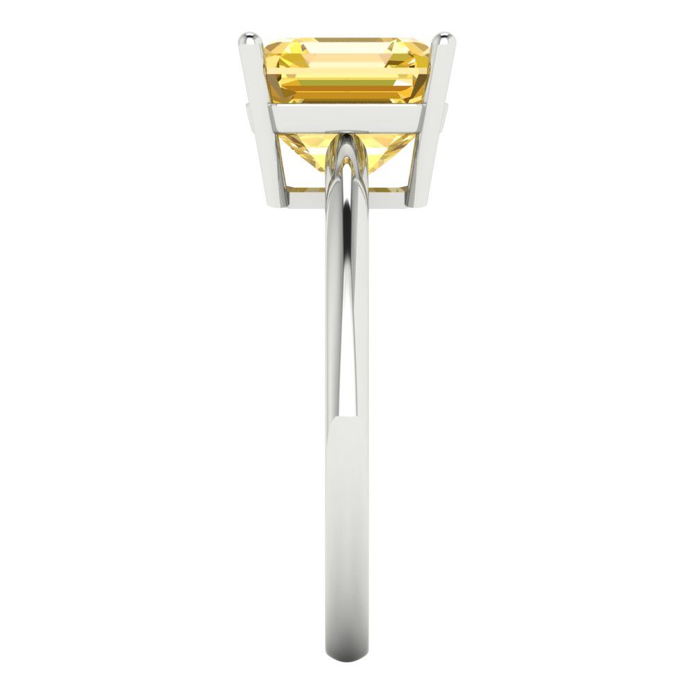 2.5 cttw Natural Citrine Solitaire  Engagement Ring - Solid White Gold (VVS1, Asscher Cut,8.0mm)