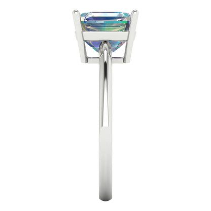 2.5 cttw Blue Moissanite Solitaire  Engagement Ring - Solid White Gold (VVS1, Asscher Cut,8.0mm)