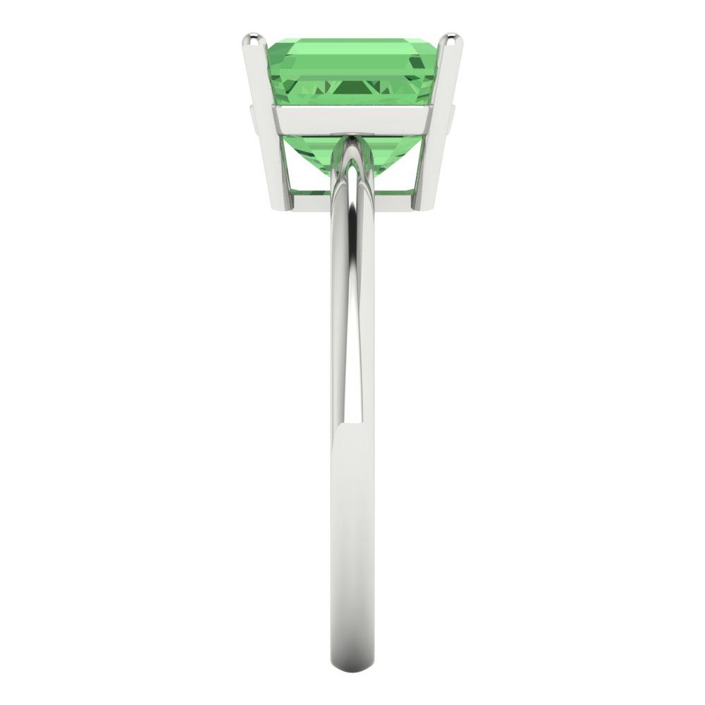 2.5 cttw Zirconia Simulated Green Diamond Solitaire  Engagement Ring - Solid White Gold (VVS1, Asscher Cut,8.0mm)