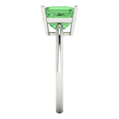 2.5 cttw Zirconia Simulated Green Diamond Solitaire  Engagement Ring - Solid White Gold (VVS1, Asscher Cut,8.0mm)