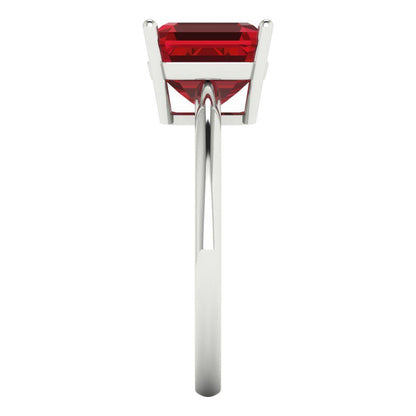 2.5 cttw Simulated Ruby Solitaire  Engagement Ring - Solid White Gold (VVS1, Asscher Cut,8.0mm)