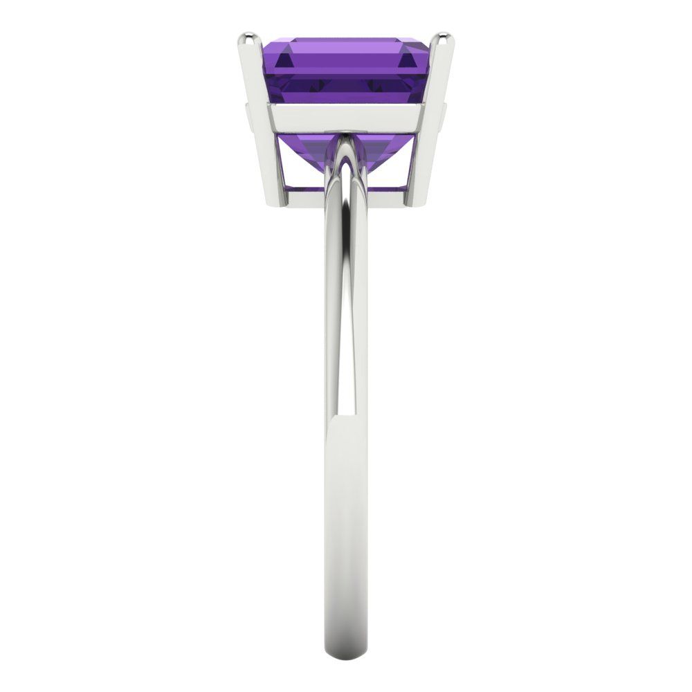2.5 cttw Natural Amethyst Solitaire  Engagement Ring - Solid White Gold (VVS1, Asscher Cut,8.0mm)
