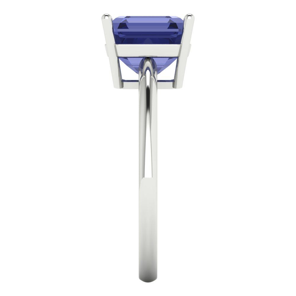 2.5 cttw Simulated Tanzanite Solitaire  Engagement Ring - Solid White Gold (VVS1, Asscher Cut,8.0mm)