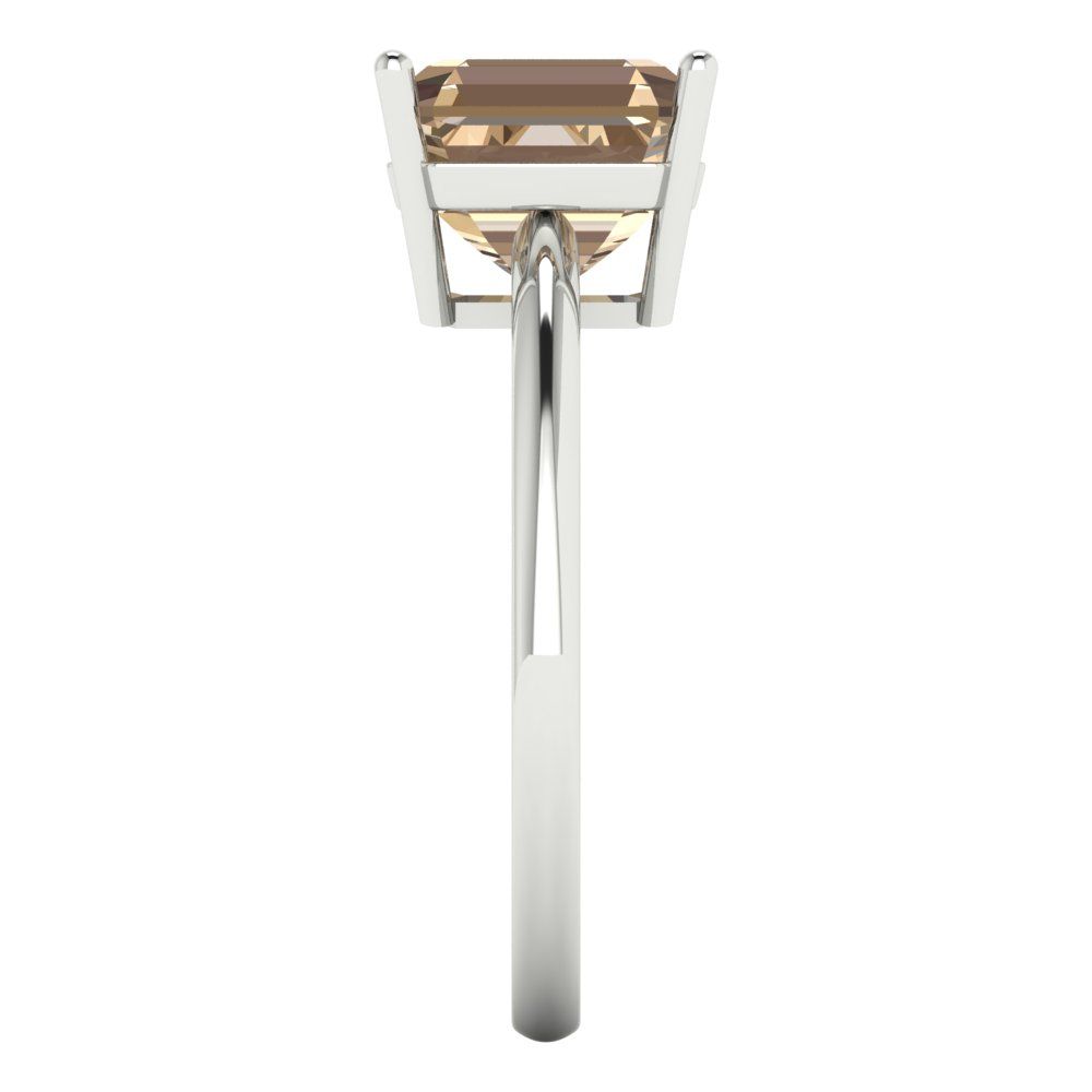 2.5 cttw Yellow Moissanite Solitaire  Engagement Ring - Solid White Gold (VVS1, Asscher Cut,8.0mm)