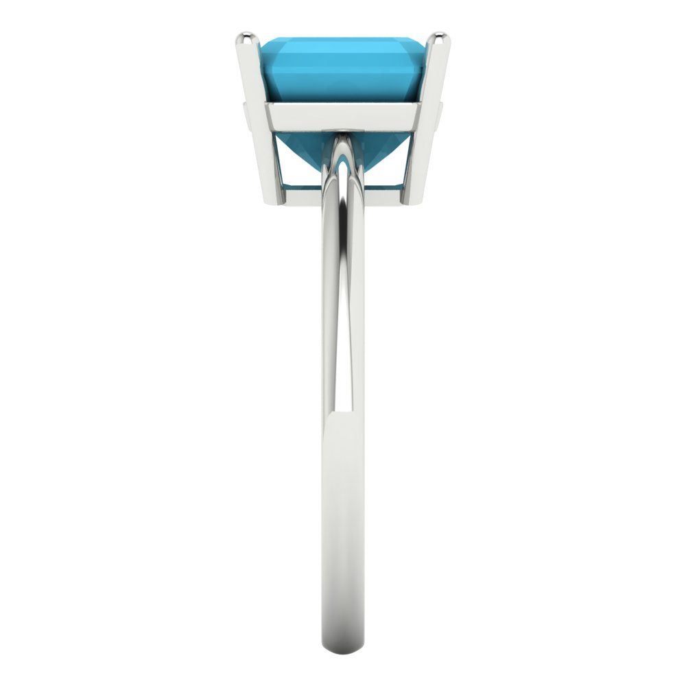 2.5 cttw Simulated Turquoise Solitaire  Engagement Ring - Solid White Gold (VVS1, Asscher Cut,8.0mm)