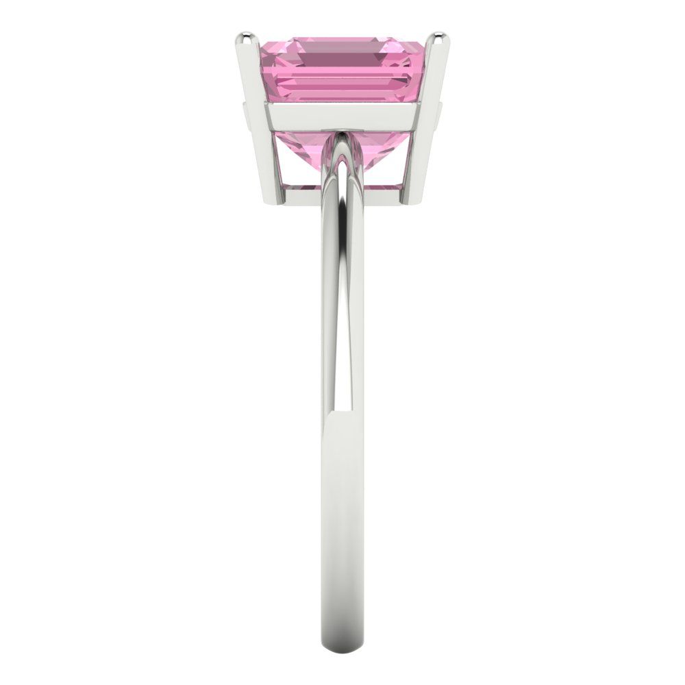2.5 cttw Zirconia Simulated Pink Diamond Solitaire  Engagement Ring - Solid White Gold (VVS1, Asscher Cut,8.0mm)