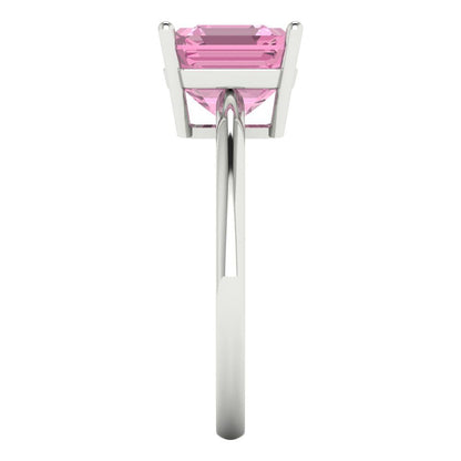 2.5 cttw Zirconia Simulated Pink Diamond Solitaire  Engagement Ring - Solid White Gold (VVS1, Asscher Cut,8.0mm)
