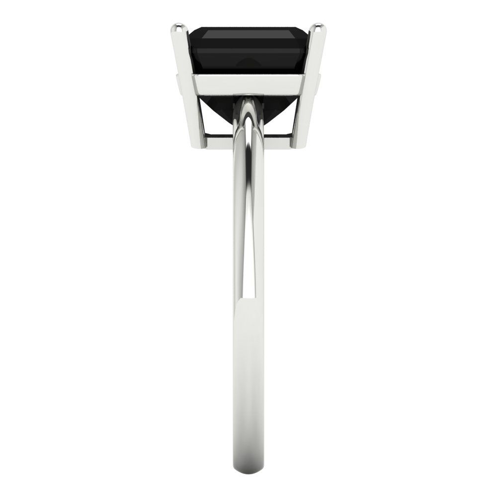 2.5 cttw Natural Onyx Solitaire  Engagement Ring - Solid White Gold (VVS1, Asscher Cut,8.0mm)