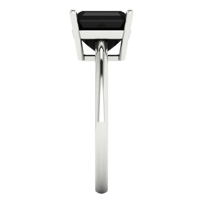 2.5 cttw Natural Onyx Solitaire  Engagement Ring - Solid White Gold (VVS1, Asscher Cut,8.0mm)