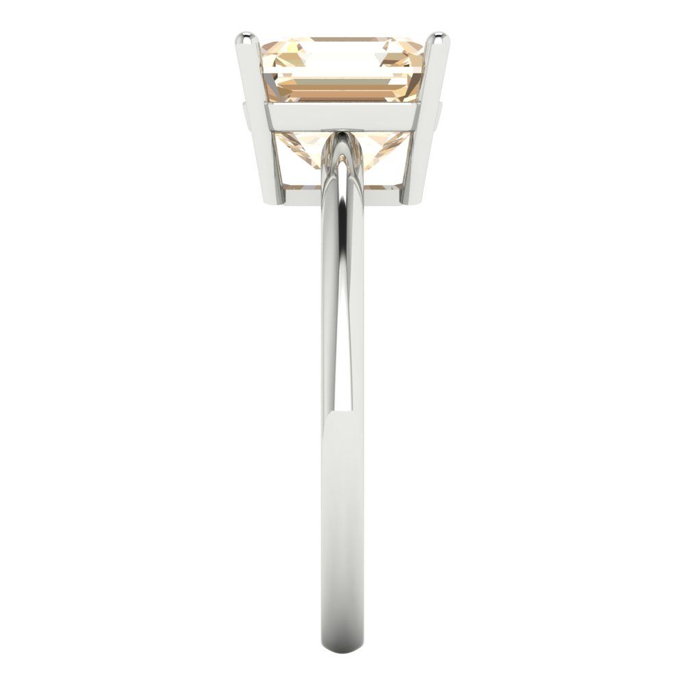 2.5 cttw Natural Morganite Solitaire  Engagement Ring - Solid White Gold (VVS1, Asscher Cut,8.0mm)