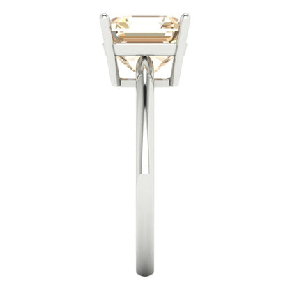 2.5 cttw Natural Morganite Solitaire  Engagement Ring - Solid White Gold (VVS1, Asscher Cut,8.0mm)
