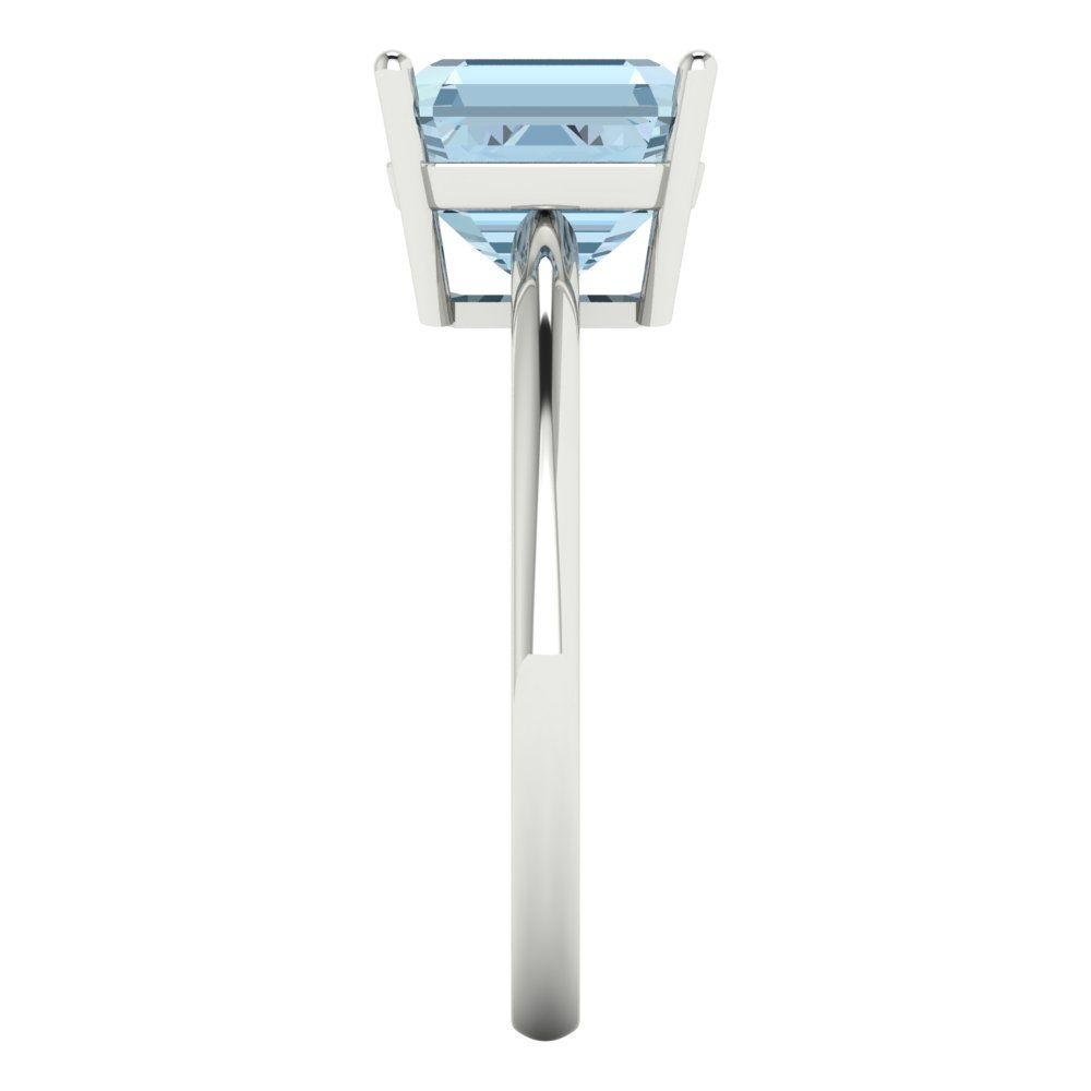 2.5 cttw Natural Aquamarine Solitaire  Engagement Ring - Solid White Gold (VVS1, Asscher Cut,8.0mm)
