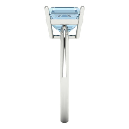 2.5 cttw Natural Sky Blue Topaz Solitaire  Engagement Ring - Solid White Gold (VVS1, Asscher Cut,8.0mm)