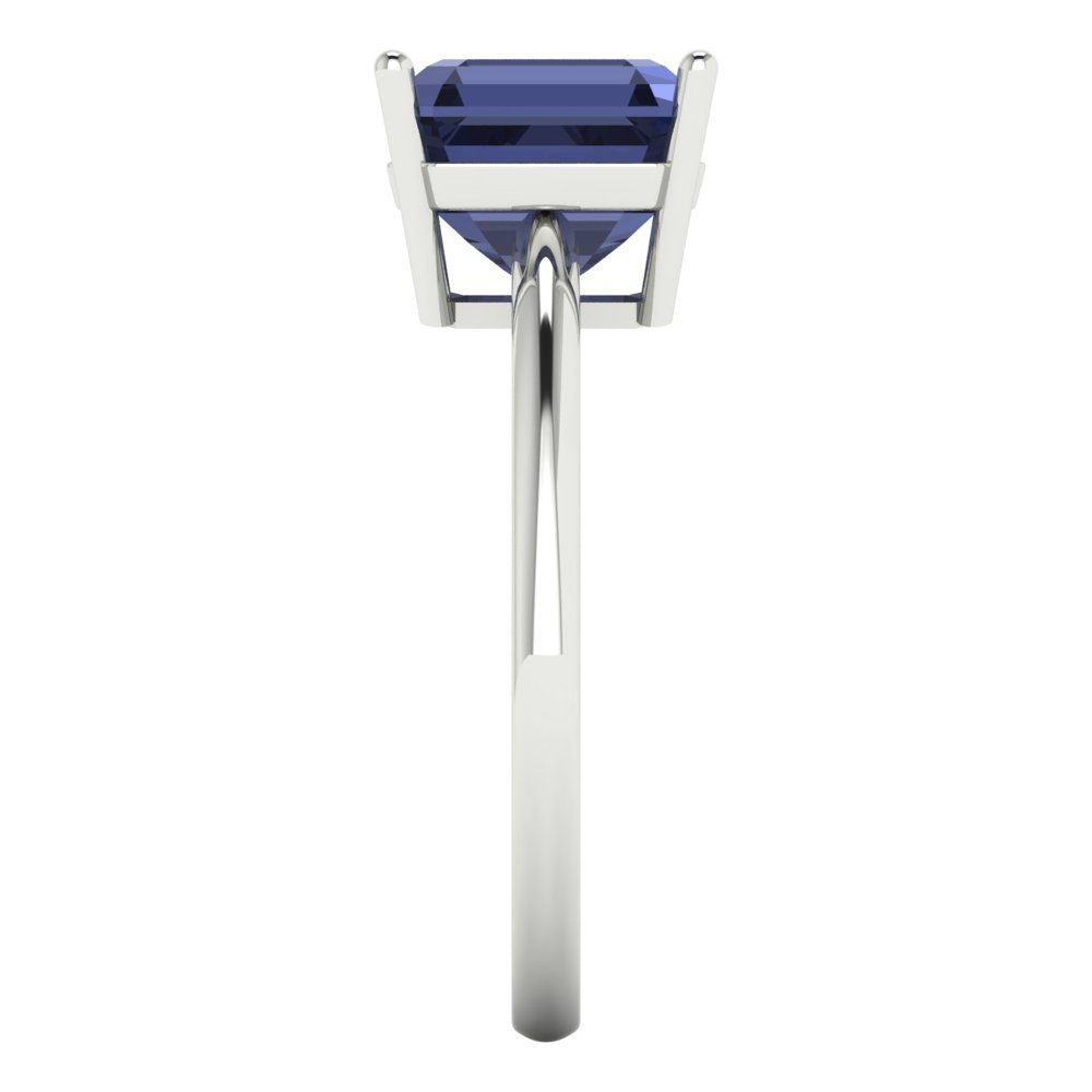 2.5 cttw Simulated Blue Sapphire Solitaire  Engagement Ring - Solid White Gold (VVS1, Asscher Cut,8.0mm)