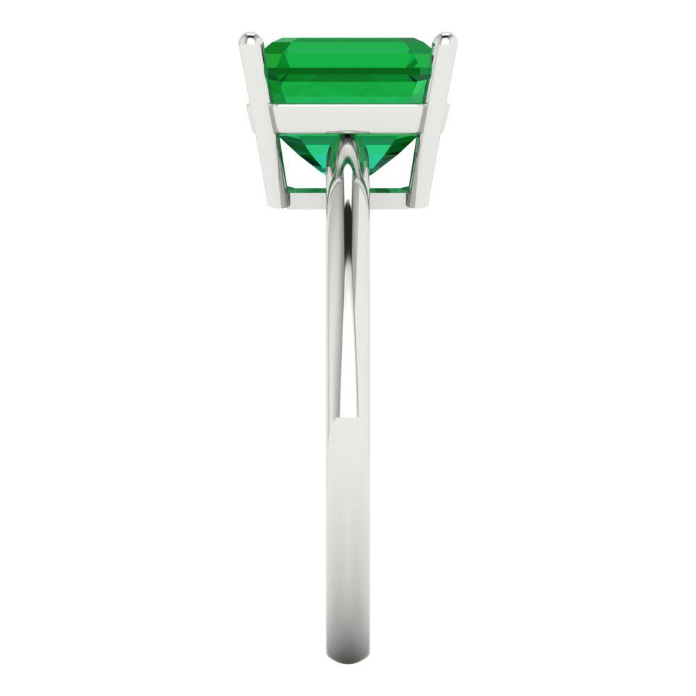 2.5 cttw Simulated Emerald Solitaire  Engagement Ring - Solid White Gold (VVS1, Asscher Cut,8.0mm)