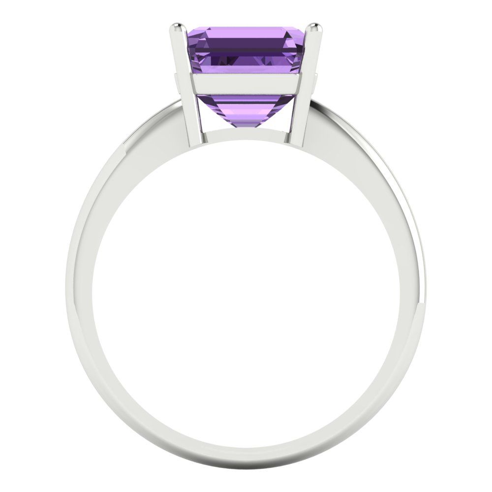 2.5 cttw Simulated Alexandrite Solitaire  Engagement Ring - Solid White Gold (VVS1, Asscher Cut,8.0mm)