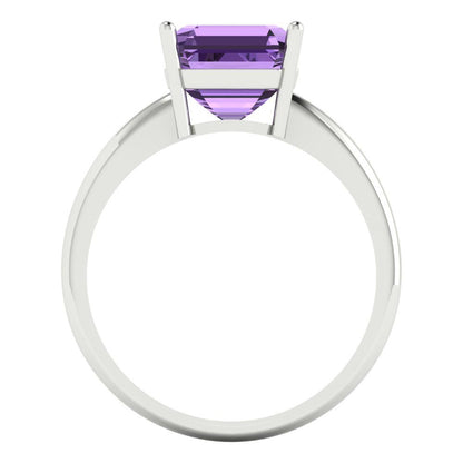 2.5 cttw Simulated Alexandrite Solitaire  Engagement Ring - Solid White Gold (VVS1, Asscher Cut,8.0mm)
