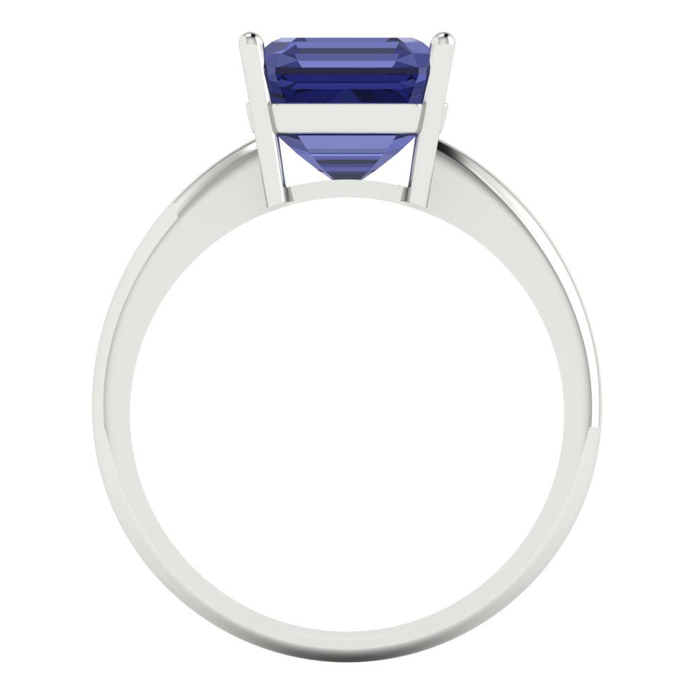 2.5 cttw Simulated Tanzanite Solitaire  Engagement Ring - Solid White Gold (VVS1, Asscher Cut,8.0mm)