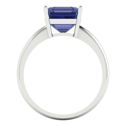 2.5 cttw Simulated Tanzanite Solitaire  Engagement Ring - Solid White Gold (VVS1, Asscher Cut,8.0mm)