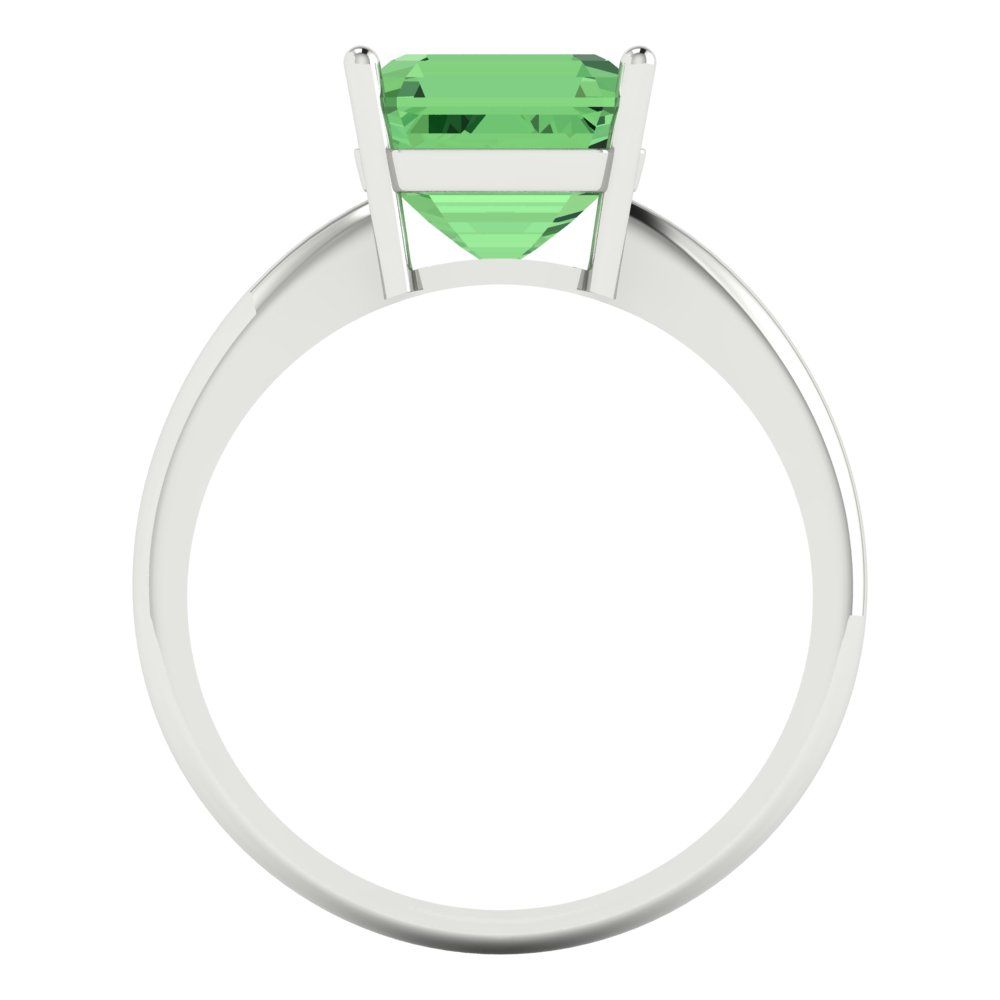 2.5 cttw Zirconia Simulated Green Diamond Solitaire  Engagement Ring - Solid White Gold (VVS1, Asscher Cut,8.0mm)