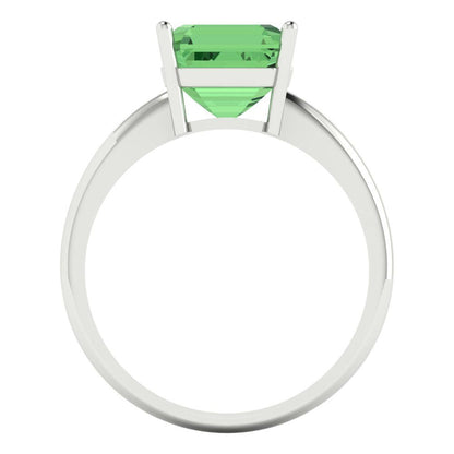 2.5 cttw Zirconia Simulated Green Diamond Solitaire  Engagement Ring - Solid White Gold (VVS1, Asscher Cut,8.0mm)