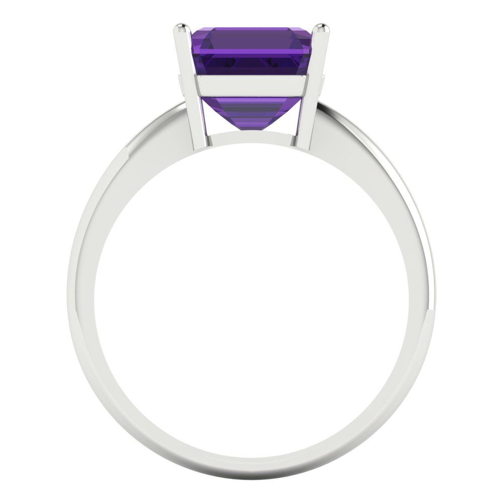 2.5 cttw Natural Amethyst Solitaire  Engagement Ring - Solid White Gold (VVS1, Asscher Cut,8.0mm)