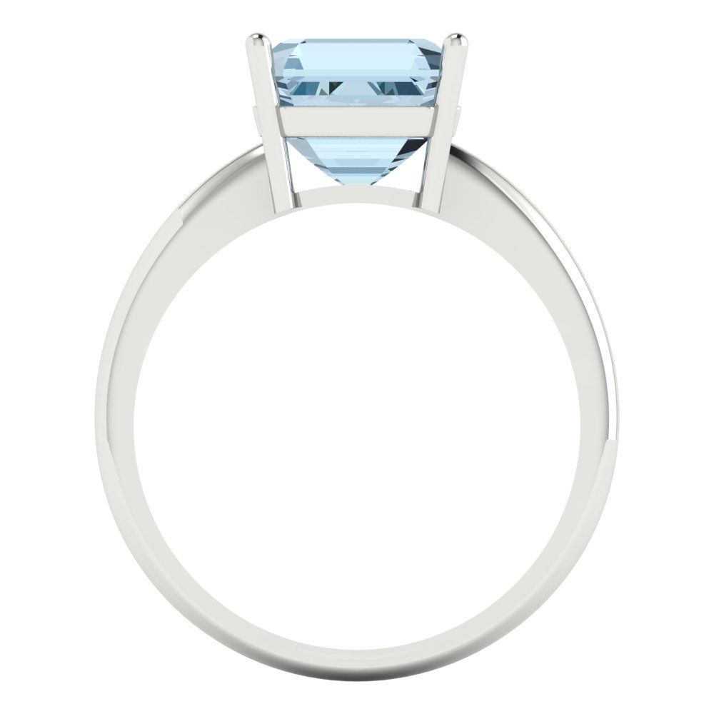2.5 cttw Natural Swiss Blue Topaz Solitaire  Engagement Ring - Solid White Gold (VVS1, Asscher Cut,8.0mm)