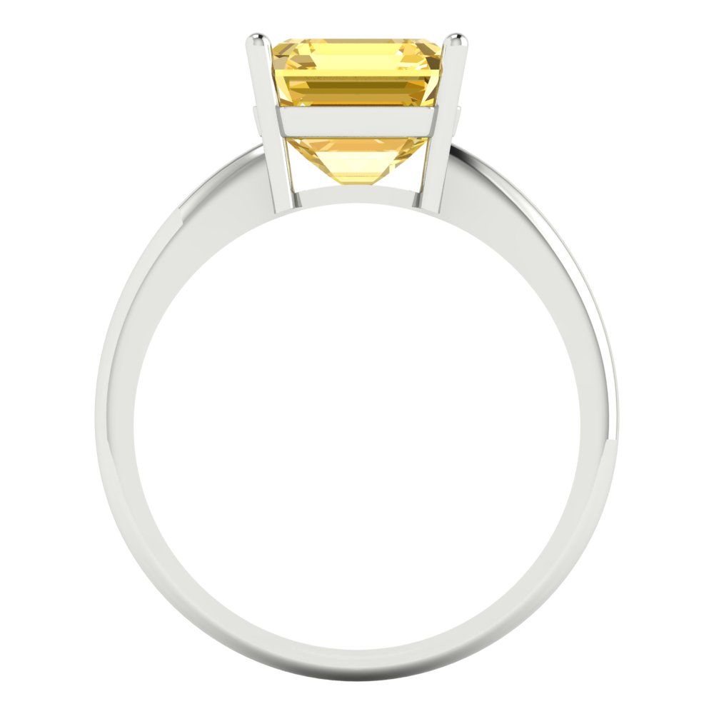 2.5 cttw Zirconia Simulated Yellow Diamond Solitaire  Engagement Ring - Solid White Gold (VVS1, Asscher Cut,8.0mm)