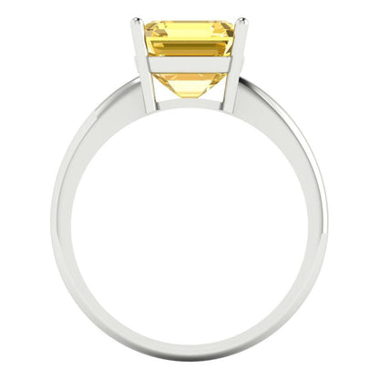 2.5 cttw Zirconia Simulated Yellow Diamond Solitaire  Engagement Ring - Solid White Gold (VVS1, Asscher Cut,8.0mm)