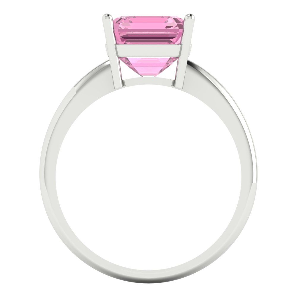 2.5 cttw Zirconia Simulated Pink Diamond Solitaire  Engagement Ring - Solid White Gold (VVS1, Asscher Cut,8.0mm)