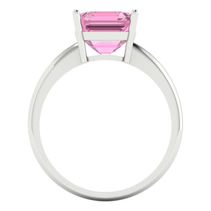 2.5 cttw Zirconia Simulated Pink Diamond Solitaire  Engagement Ring - Solid White Gold (VVS1, Asscher Cut,8.0mm)