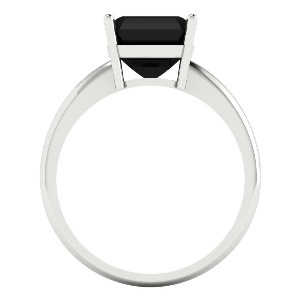 2.5 cttw Natural Onyx Solitaire  Engagement Ring - Solid White Gold (VVS1, Asscher Cut,8.0mm)