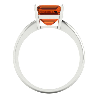 2.5 cttw Simulated Ruby Solitaire  Engagement Ring - Solid White Gold (VVS1, Asscher Cut,8.0mm)