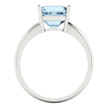 2.5 cttw Natural Aquamarine Solitaire  Engagement Ring - Solid White Gold (VVS1, Asscher Cut,8.0mm)