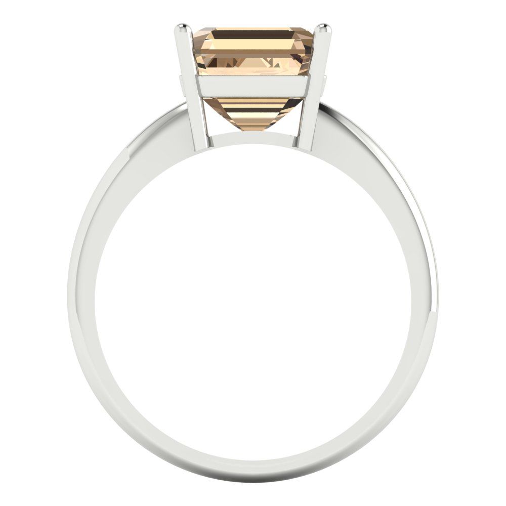 2.5 cttw Yellow Moissanite Solitaire  Engagement Ring - Solid White Gold (VVS1, Asscher Cut,8.0mm)