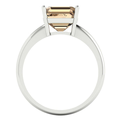 2.5 cttw Yellow Moissanite Solitaire  Engagement Ring - Solid White Gold (VVS1, Asscher Cut,8.0mm)