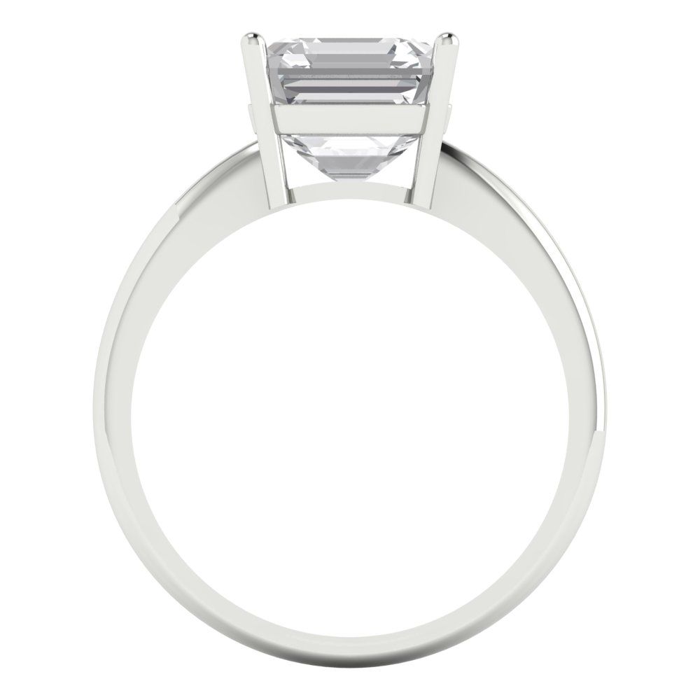 2.5 cttw White Sapphire Solitaire  Engagement Ring - Solid White Gold (VVS1, Asscher Cut,8.0mm)